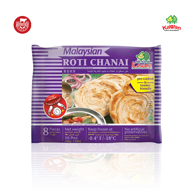 KAWAN FOOD Malaysian Roti Chanai isi 8pcs 480gr, Roti Canai / Cane