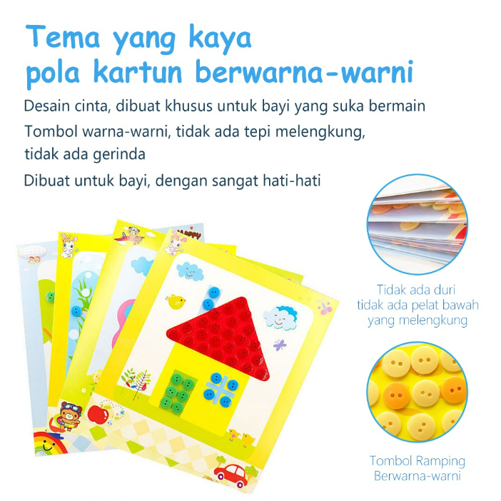 Mainan Edukasi Anak Menempel Kacing / Painting Button Sticker Montessori / Mainan Anak Lukisan Kancing CBKS LC