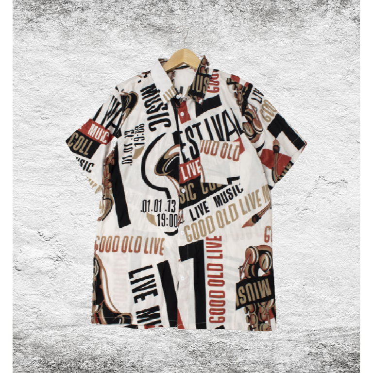 HipNop JAZZ Kemeja Pantai Pria Hawai Cowok Bali REGGAE Cowok Pendek Satai Rayon Halus Motif
