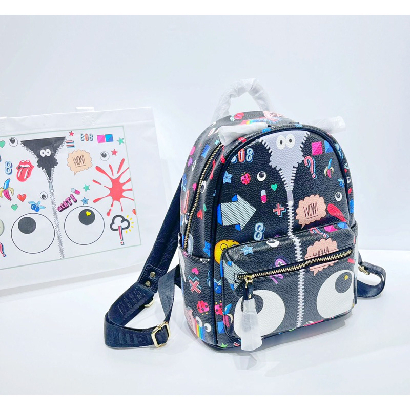 Tas Ransel Wanita Fichy Eye Theme Printed 3 Ways Backpack -1558#