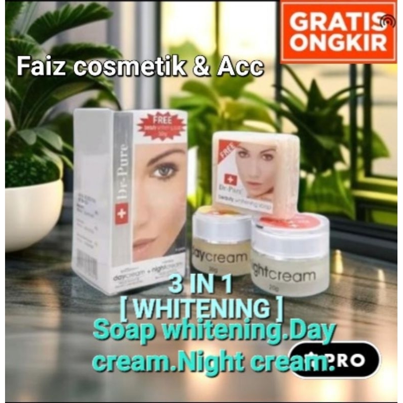 (ORI 100% BERGARANSI BPOM) DR PURE SET 3IN1 WHITENING BPOM TERBARU / DR PURE DAY CREAM / DR PURE NIGHT CREAM 100% ORI ASLI.