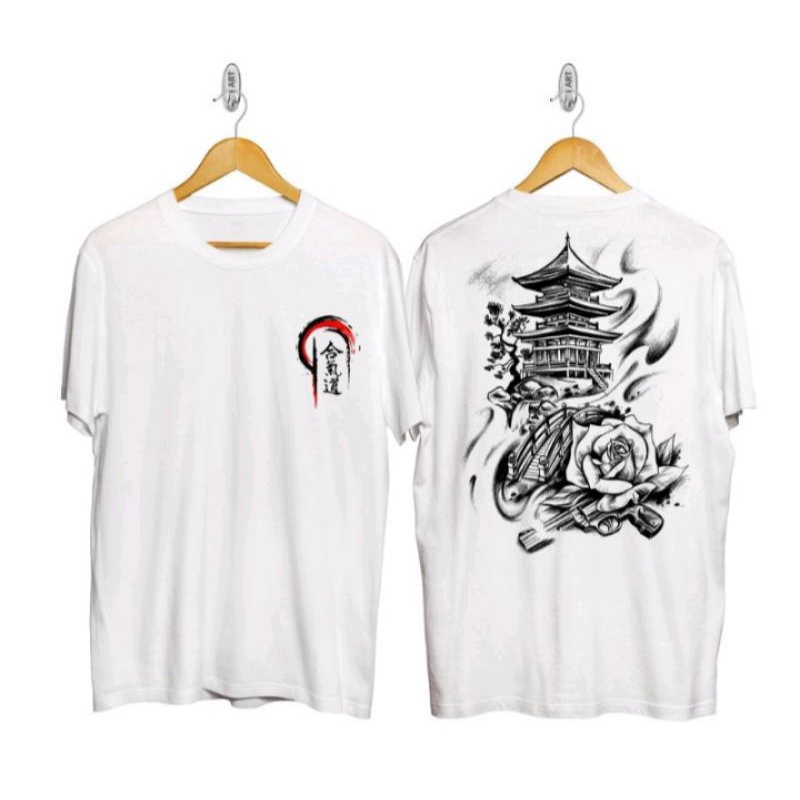 KAOS SAMURAI JEPANG PAGODA WHITE KAOS PRIA WANITA KAOS MURAH KAOS DISTRO