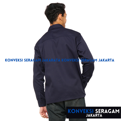 Baju Kemeja PDL Lengan Panjang Seragam Kerja Dinas Lapangan Outdoor Outdor Gunung Komunitas Custom Bordir Navy Pria Wanita