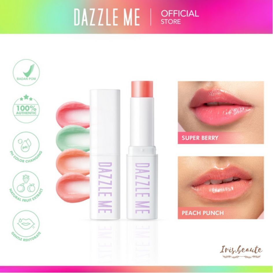 DAZZLE ME Fruit Justice Lip Balm / pH Color Changing Lip Balm / Moisturizing Vitamin E / UV Protection Lip Care