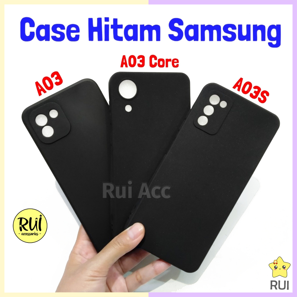 Softcase Hitam Polos Samsung A03 Core A03S Case Black Matte Silikon Blackmatte Lentur RUI ACC
