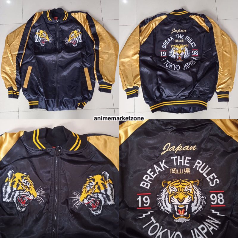 Jaket Sukajan Jepang Japan Tiger Black Sweater Hoodie