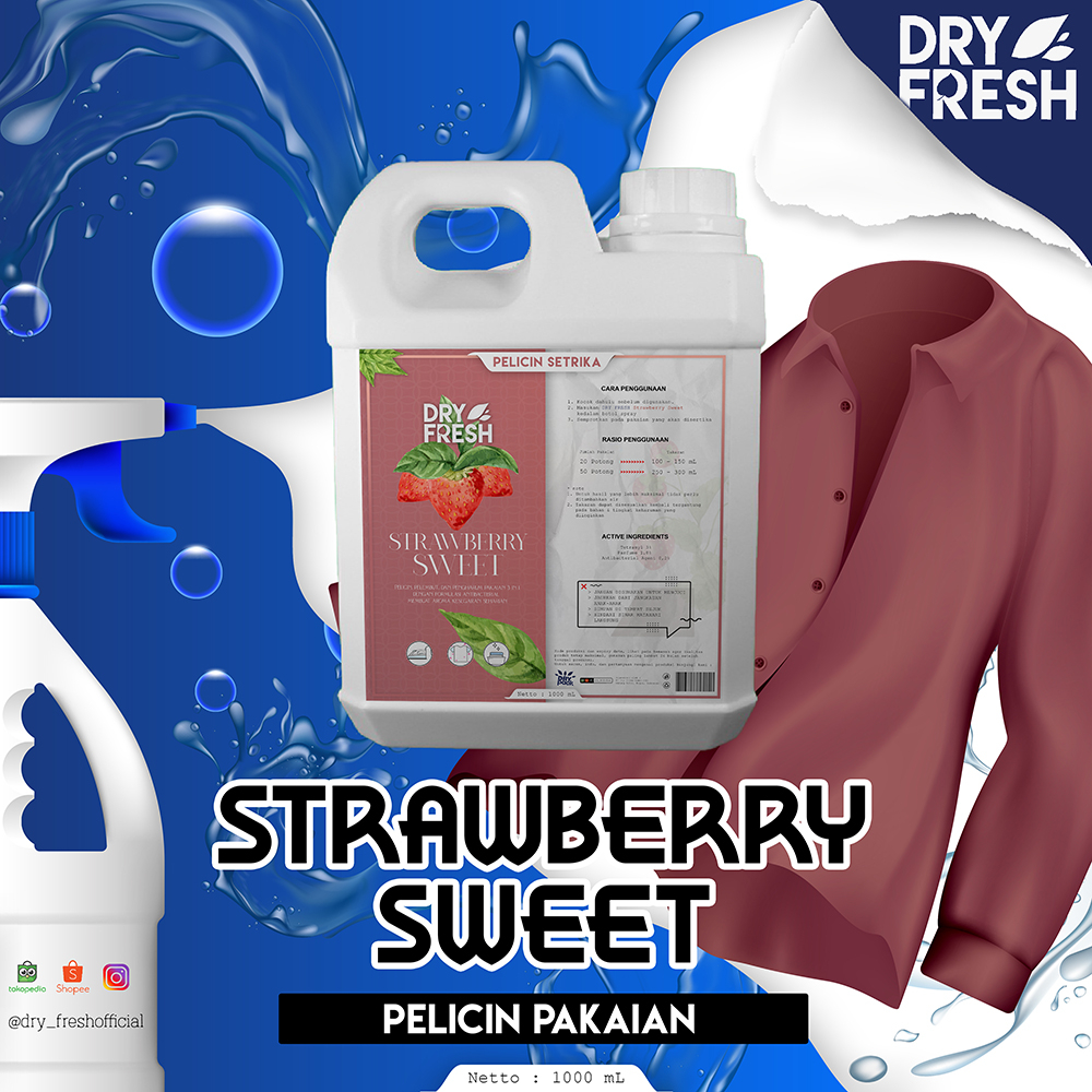 Pelicin setrika PREMIUM Pewangi setrika Laundry 1 Liter DRYFRESH STRAWBERRY SWEET