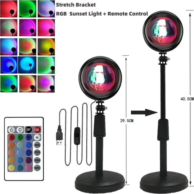 Lampu Sunset Proyektor LED RGB87 Remote Control 16 Warna Live Streaming