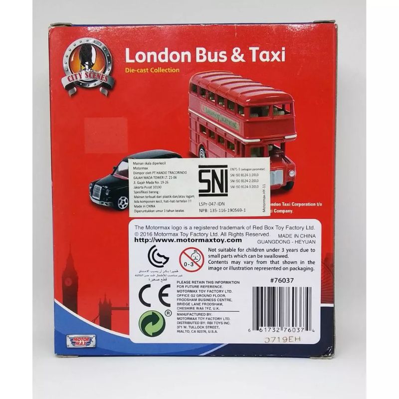MotorMax 76037 London Bus&Taxi Mainan Replika