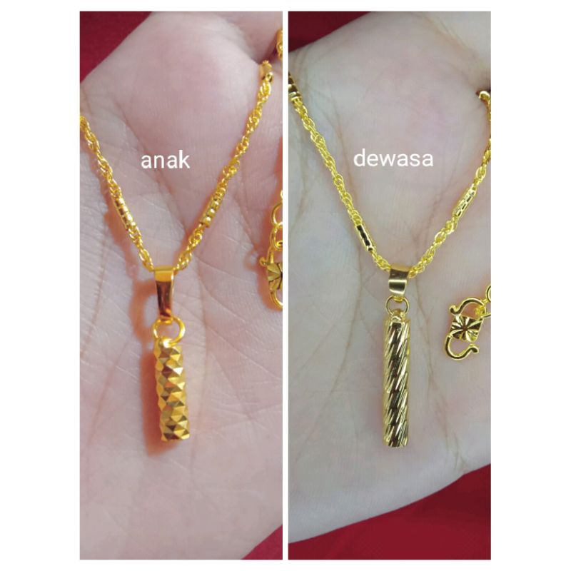 kalung pelintir variasi bambu anak dan dewasa lapis emas 24k