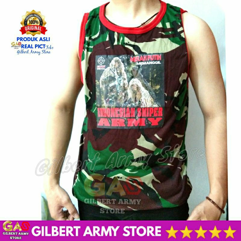 GILBERT ARMY STORE Singlet Loreng Kopasus Malvinas  Gambar  Tshirt Pria Oblong Tanpa Lengan Terbaru