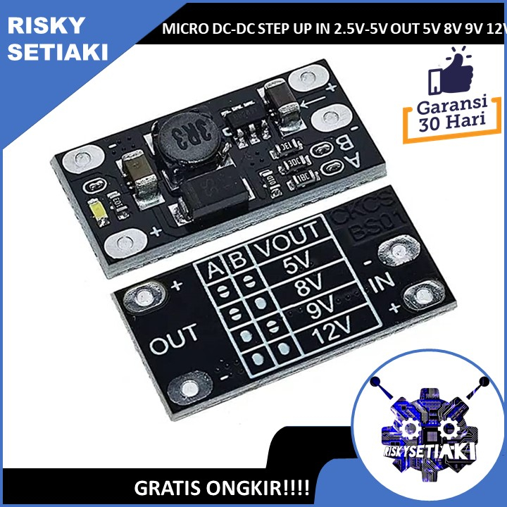 MICRO DC-DC STEP UP IN 2.5V-5V OUT 5V 8V 9V 12V BOOST CONVERTER