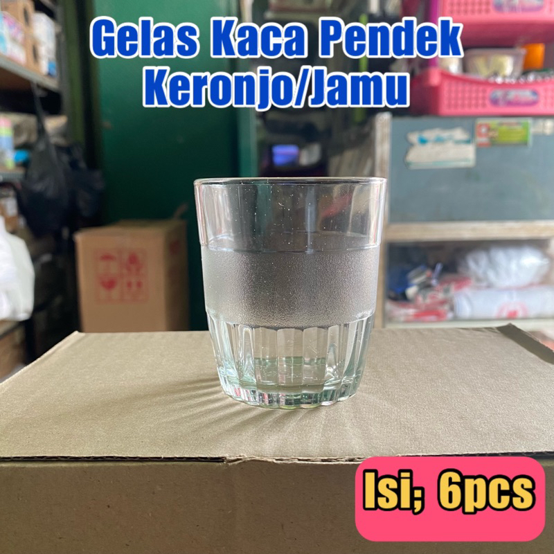 Gelas Kaca Jamu Keronjo 150ml Pendek Lusinan / Gelas Kaca Pendek