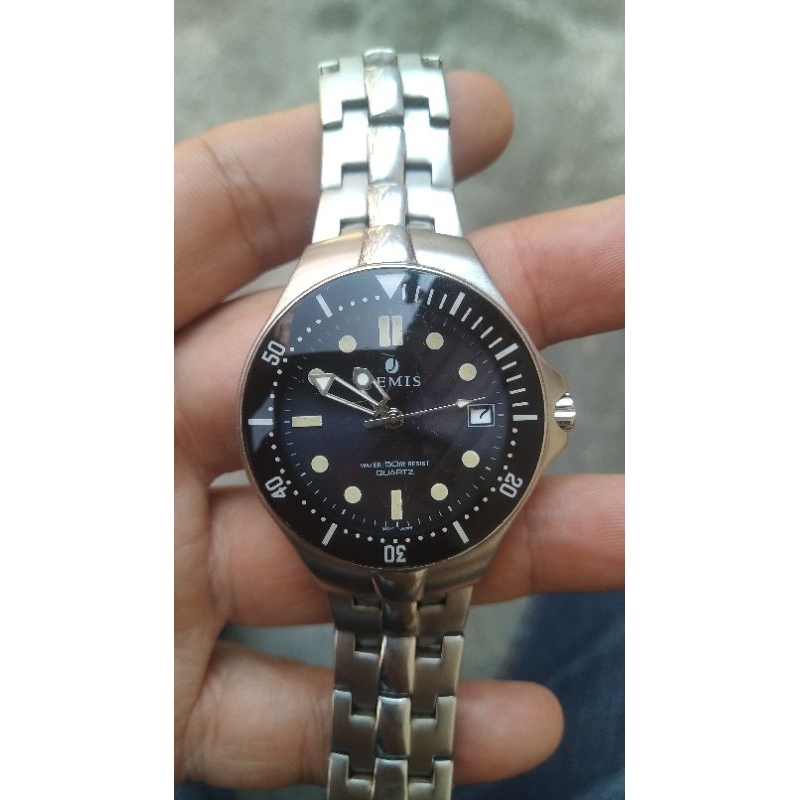jam tangan jemis quartz by seiko diver style second bekas original