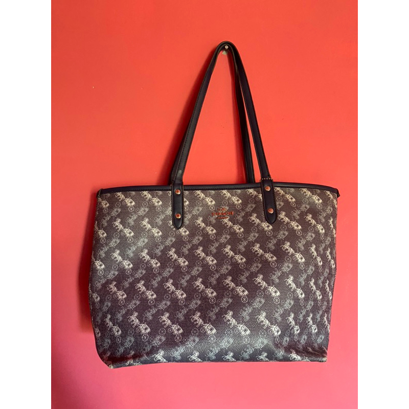 Preloved Branded Bag Blue Coach Tas Biru Navy Murah Bagus