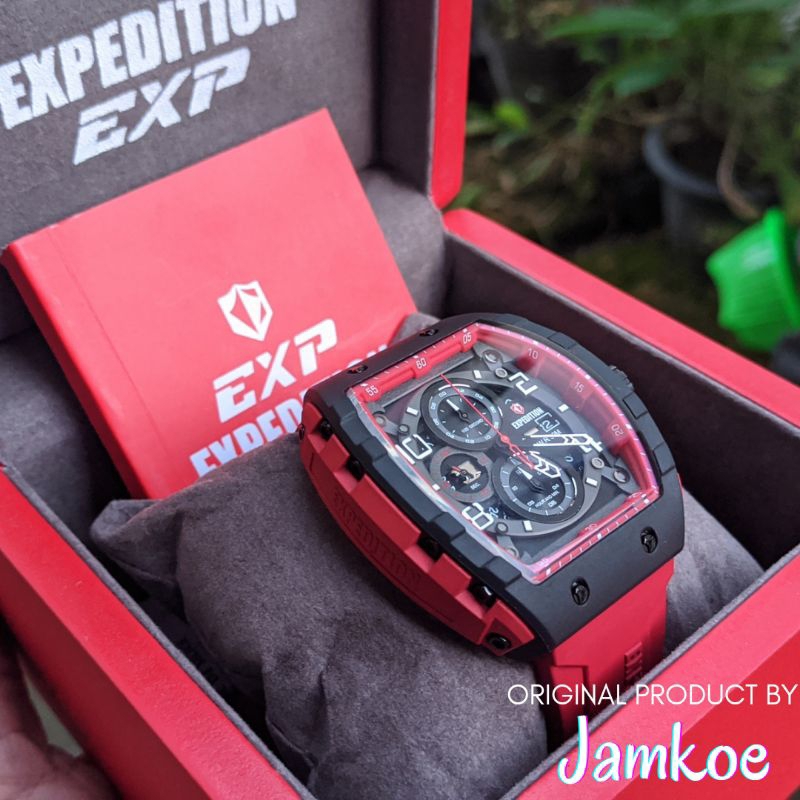 Jam Tangan Pria Expedition Tipe Type E 6782 M Second Bekas Original Anti Air Tali Karet Rubber Merah