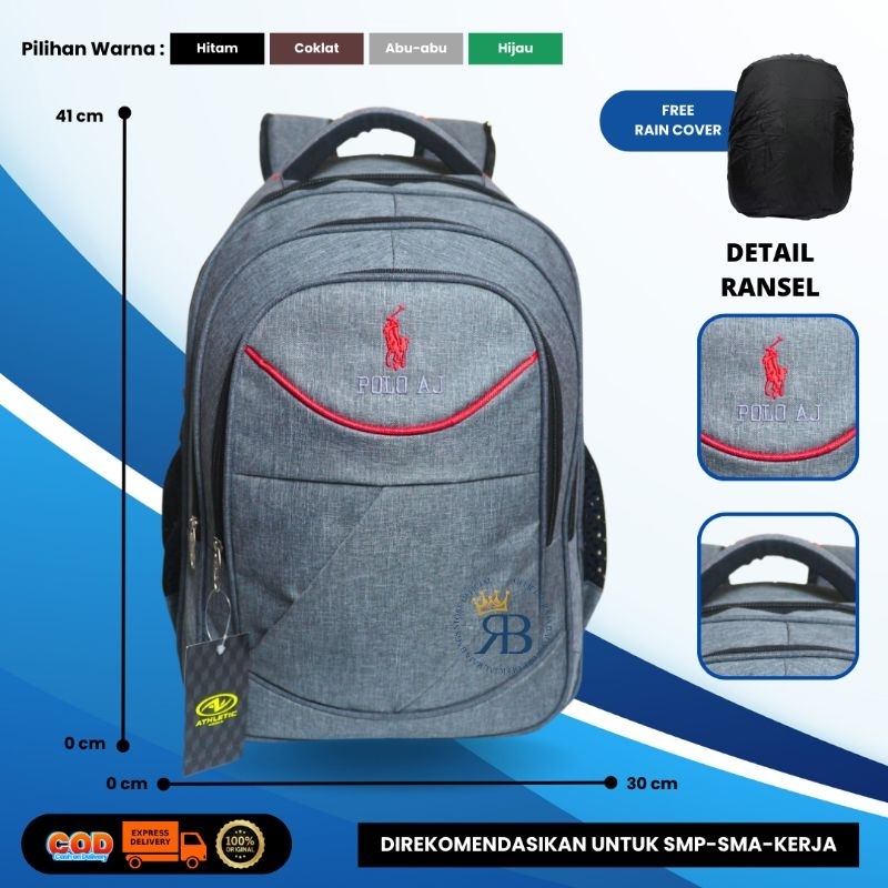 Tas Ransel Polo AJ/Tas Sekolah Polo Untuk SMP-SMA-KULIAH-KERJA/bisa COD