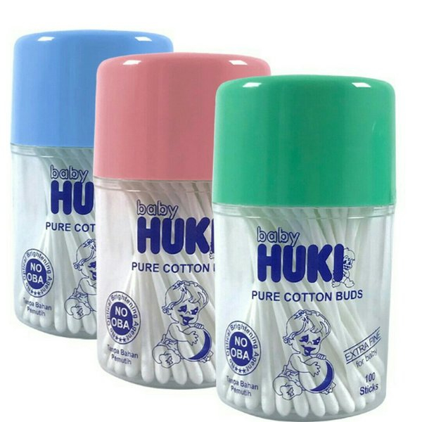 huki cotton bud pot 100 stik / cotton bud