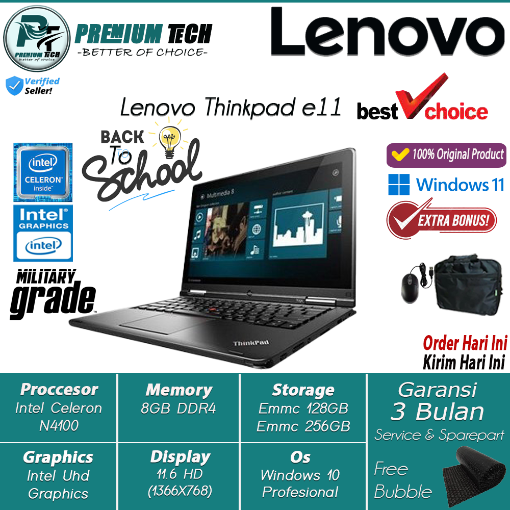 Laptop Kantor Lenovo ThinkPad Core i5 Gen 8th ram 16GB ssd 512GB FHD Windows 11 Ori Bergaransi