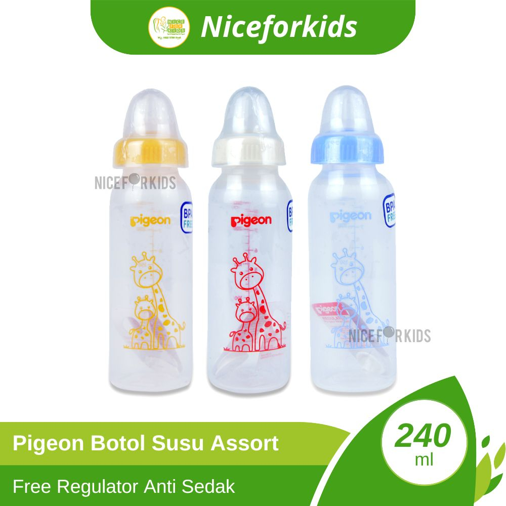 Pigeon Botol Susu Assort Free Regulator Anti Sedak 240ml / Botol Susu Bayi