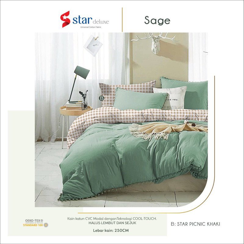 New Color Sprei Star Polos - Sage