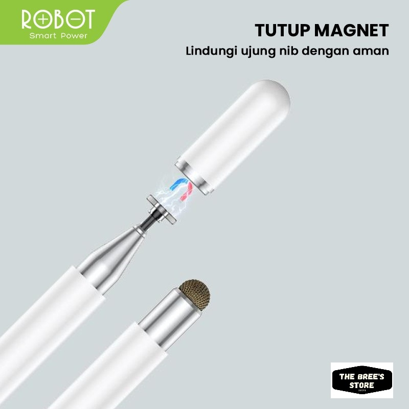 ROBOT RSP01 Universal 2 in 1 Capacitive Stylus Pen for Mobile and Tablet PC White - Garansi 1 Thn