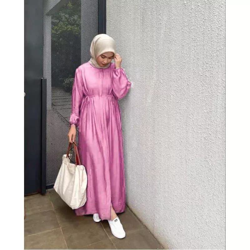 Gamis Dres Linen Tali Pinggang Hazzel