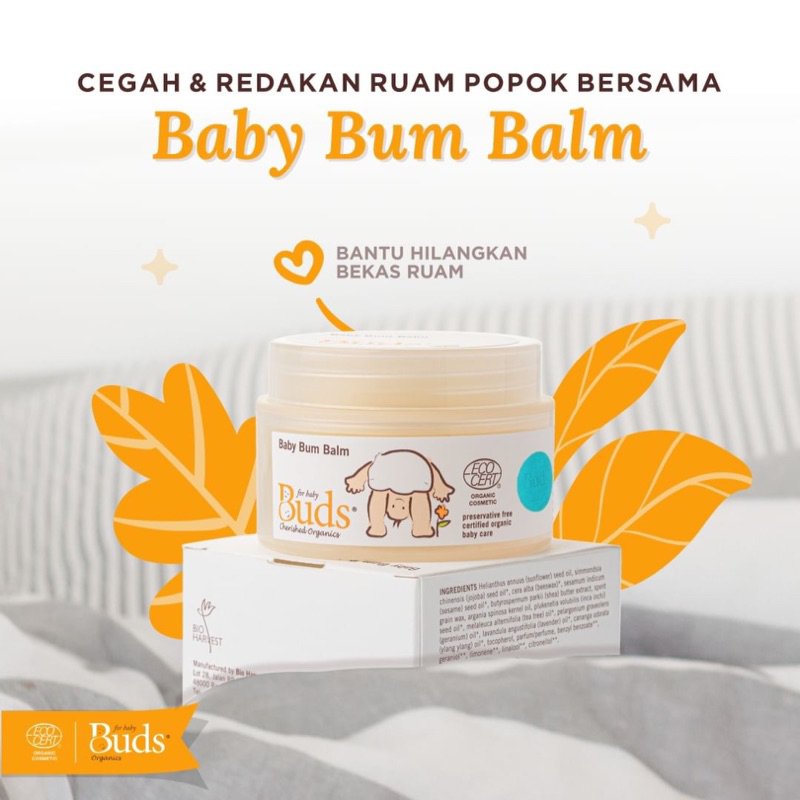 Buds organics baby bum balm - krim perawatan ruam popok bayi