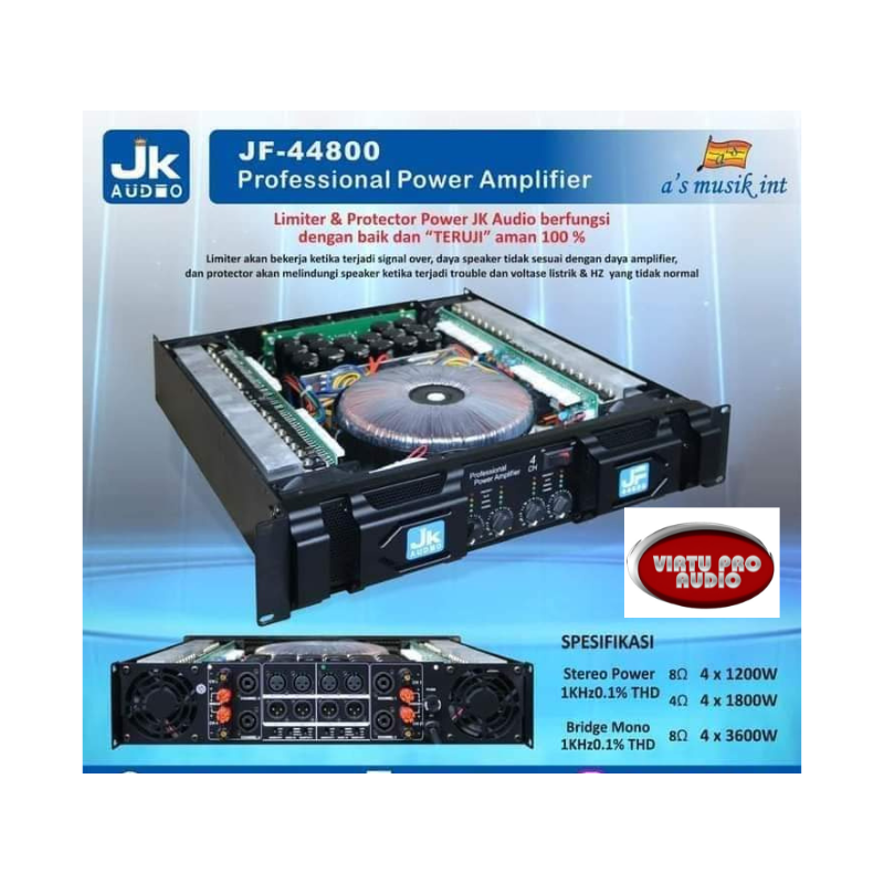 Power Klas H 4 chanel JK AUDIO JF-44800 / 4x 1200 Watt 8 Ohm Original