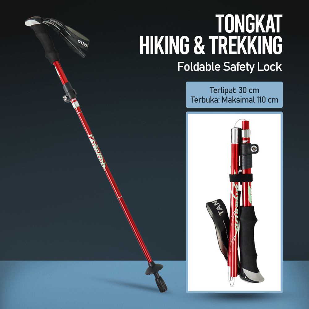 Tongkat Hiking Trekking  Sistem Teleskopik Safety Lock / Tracking pole Teleskopik lipat 30cm