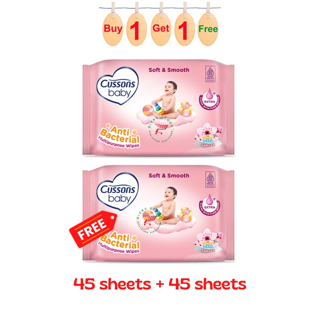 Tissu Basah Cussons 45 sheet gratis 45 sheet ORIGINAL-BPOM