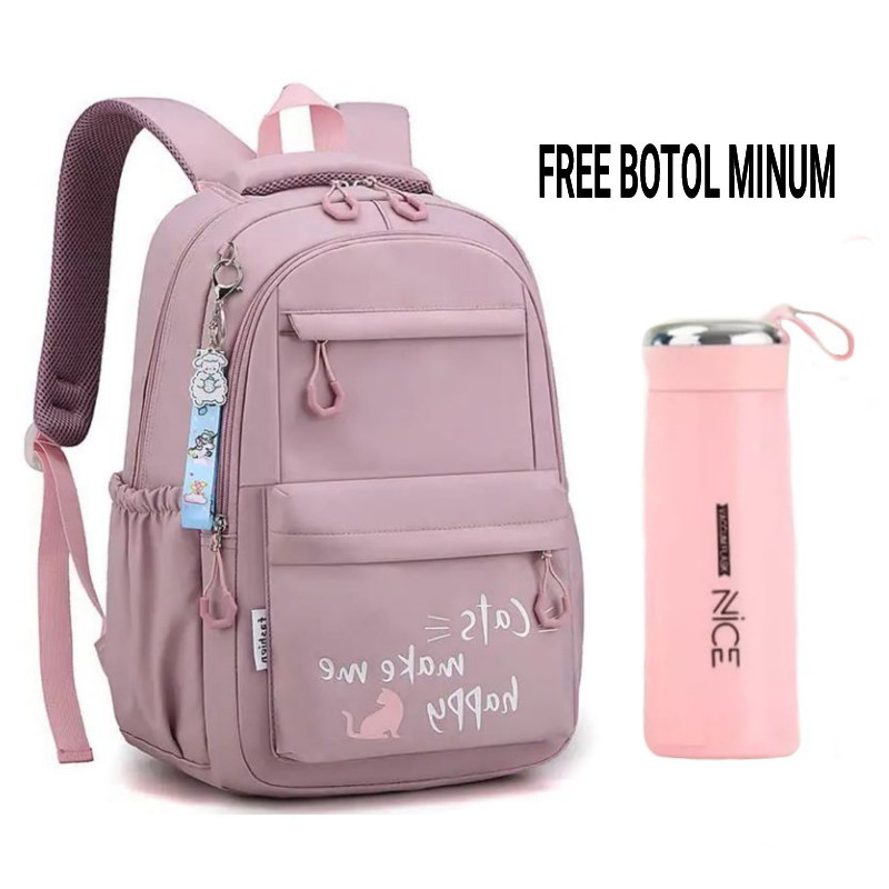 GGS  Tas Ransel Anak Sekolah Tas Ransel Anak Laki-laki Tas Cowok Tas Anak SD SMP SMA FREE BOTOL MINUN KACA