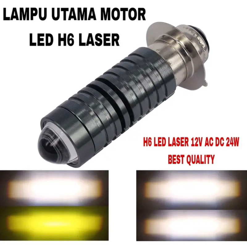 Lampu Utama LED Laser Gun Motor AC DC Lasergun Hi Lo 2 Warna H6 P15 D2 D2A Bebek Matik Matic