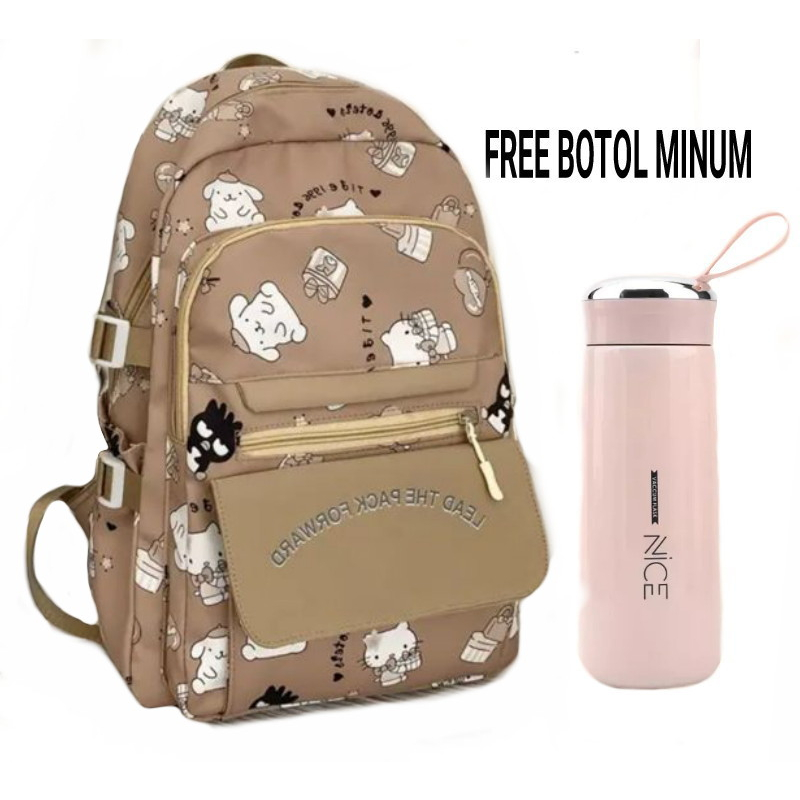 BPT Tas Ransel ''Cats Make Me Happy'' Backpack sekolah Unisex /Ransel Sekolah SD SMP SMA free botol kaca 2023