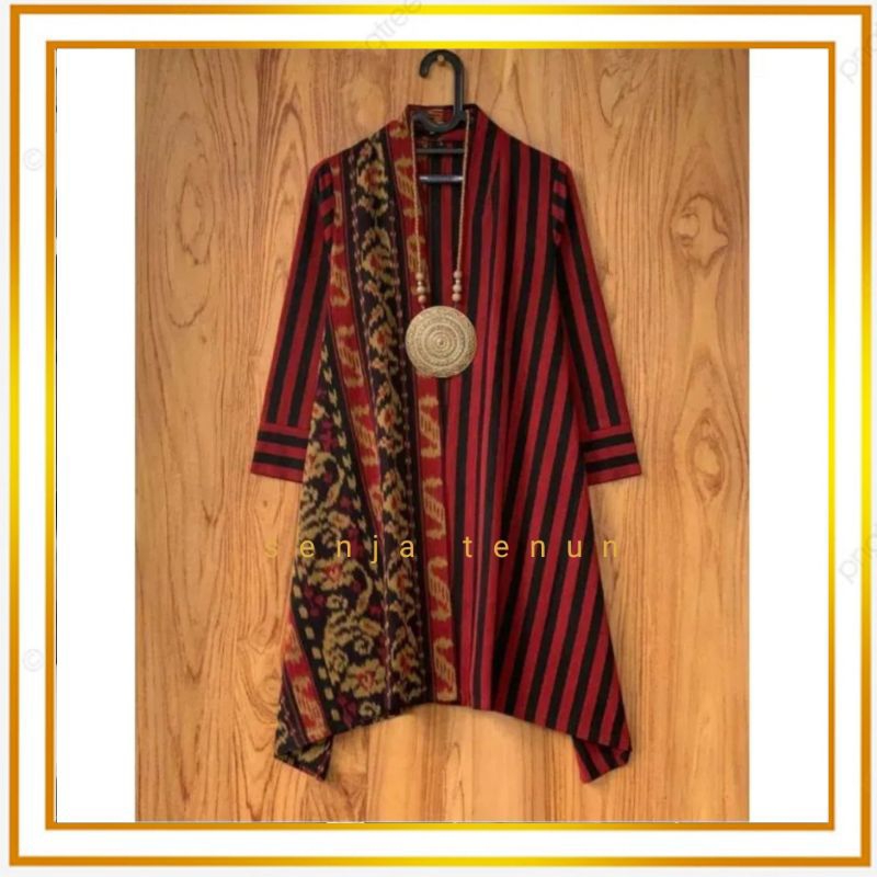 Outer tenun/cardigan tenun/blazer tenun motif lurik mix