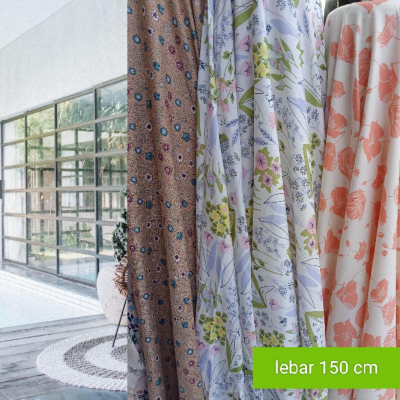 kain rayon viscose premium motif meteran bahan untuk daster gamis piyama mukena hijab