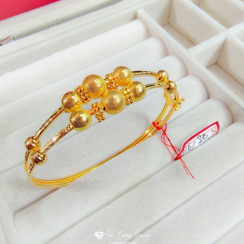 Gelang love bulat emas asli 300%