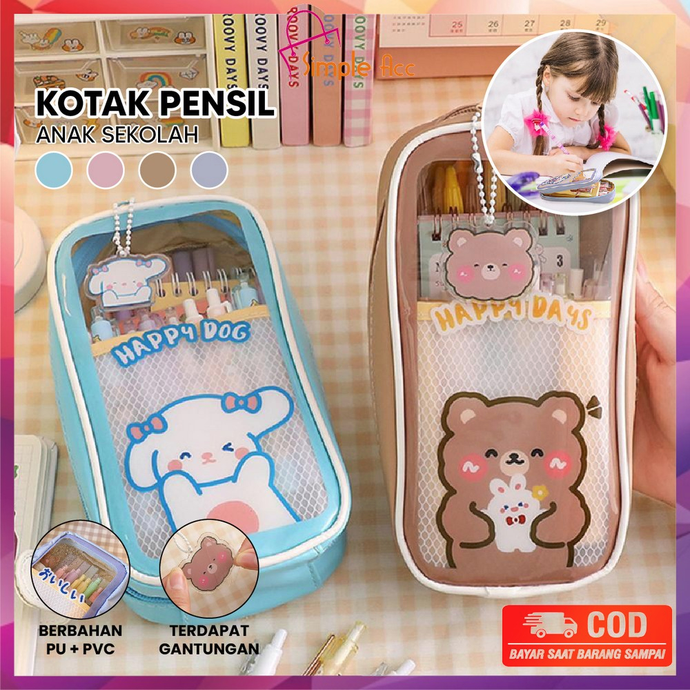 

DO-A61 Tempat Pensil Anak Transparan Motif Kartun Pencil Case Multifungsi Ala Korea Pouch Serbaguna / Tempat Alat Tulis Tempat Pulpen Perlengkapan Sekolah