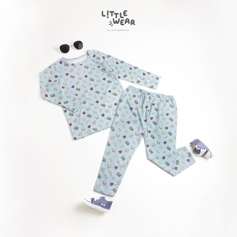 Little Palmerhaus - Setelan Anak Lengan dan Celana Panjang Little Wear Shoulder Button Long Katun bamboo (1-3 Tahun)