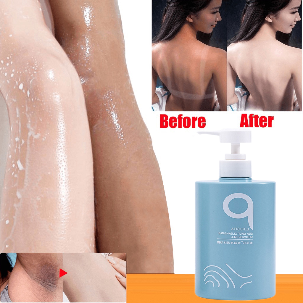 Sabun pemutih Sabun pemutih badan permanen Sabun jerawat Sabun mandi pemutih Badan body wash whitening Komposisi garam laut alami 500ML Mencerahkan Kulit / Menghilangkan Luka / Pengangkatan Kulit Mati