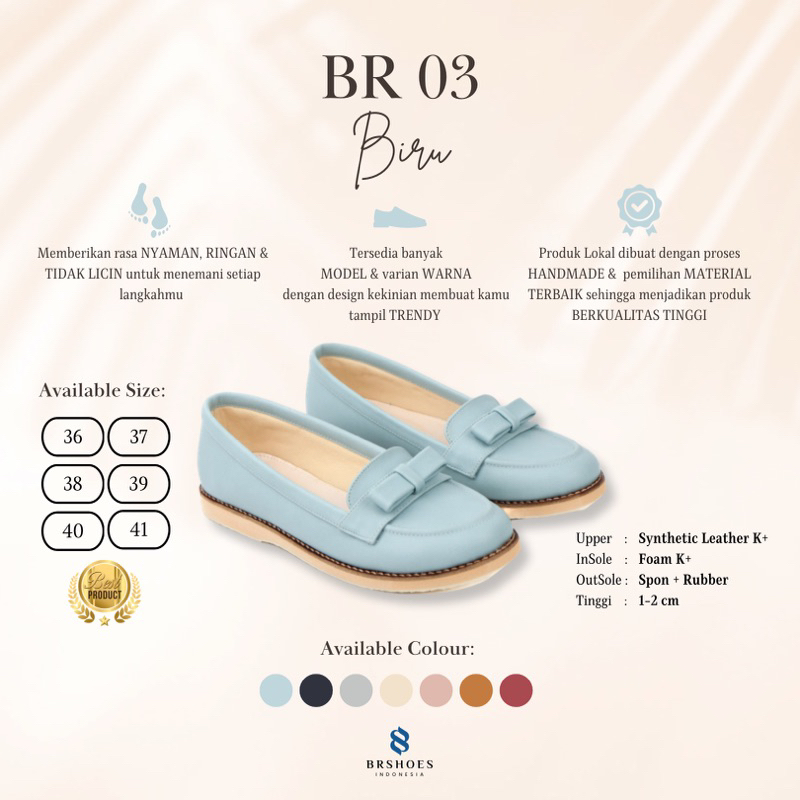 [SIAP KIRIM] BRShoes3 Biru Sepatu Kerja Casual Flat Wanita