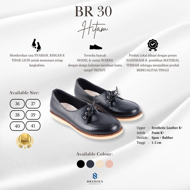 [SIAP KIRIM] BRShoes30 Hitam Sepatu Kerja Casual Flat Wanita