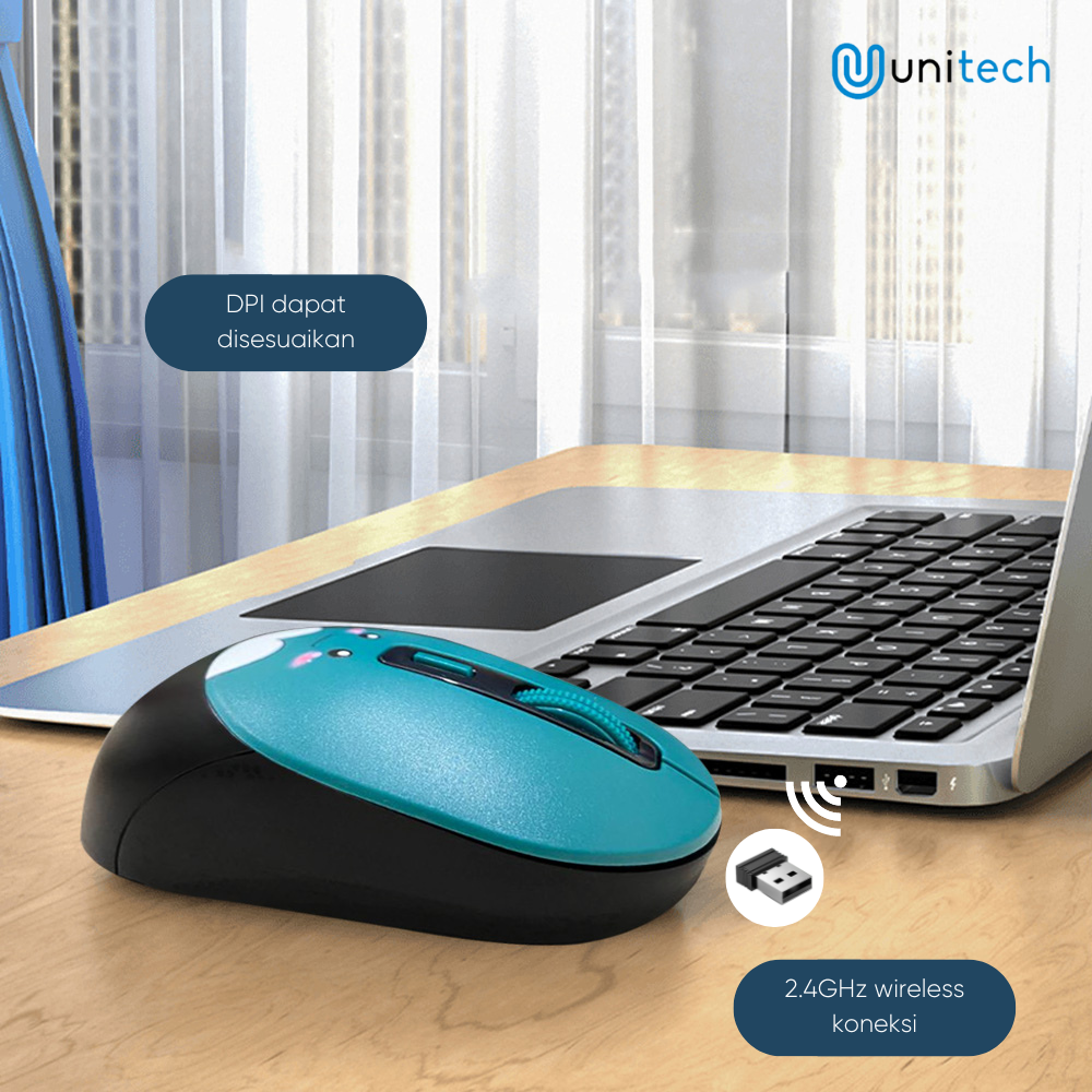 Wireless Mouse Unitech Karakter YF107 Silent Click 2.4Ghz 1200DPI