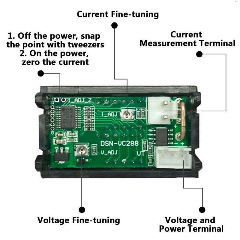 Digital Voltmeter Amperemeter 0-100V 10A Alat Ukur Tegangan Arus DC