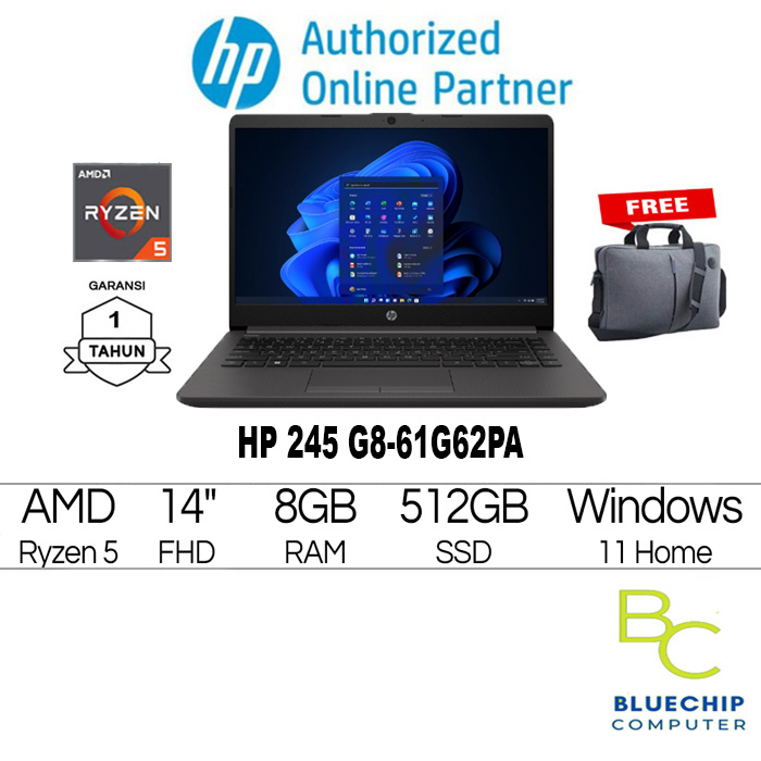 Laptop HP 245 G8 61G62PA - Ryzen5 5500U 8GB 512GB Radeon 14" WIN11