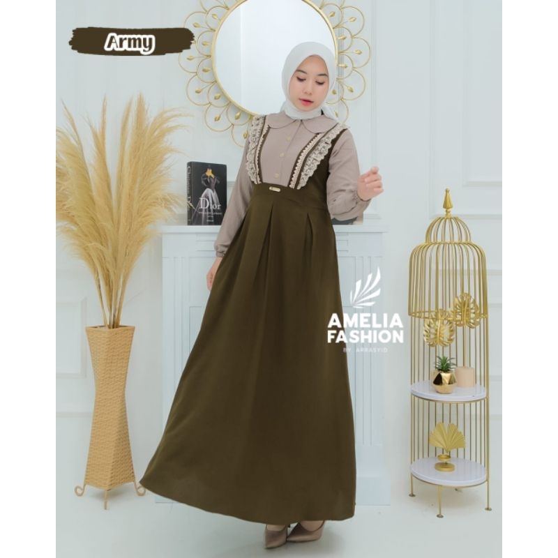 GAMIS ALULA CRINGKLE ORI AMELIA FASHION DRESS CANTIK TERBARU MURAH KEKINIAN