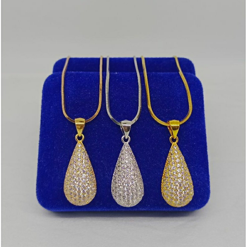 kalung rantai kasandra kotak+liontin tears mp/perak asli silver 925 lapis emas/perhiasan fashion wanita terbaru