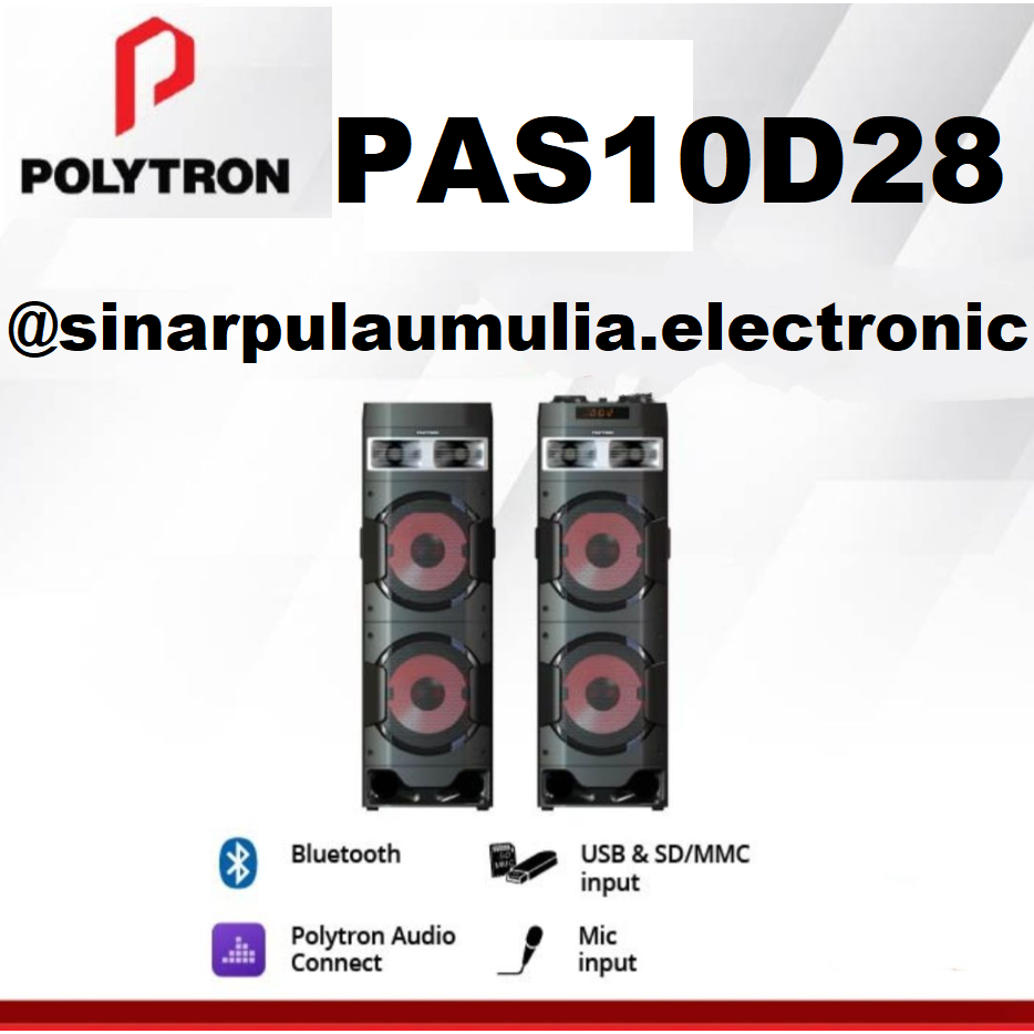 Polytron Bluetooth Speaker Aktif Karaoke 10 Inch - PAS 10D28 / 10 D 28 / PAS10D28 / PAS 10D 28 / PAS 10 D28 / PAS10