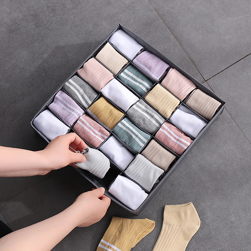 Kotak Sekat Pakaian Storage Organizer Drawer Box 24 Grid - H24L - Dark Gray