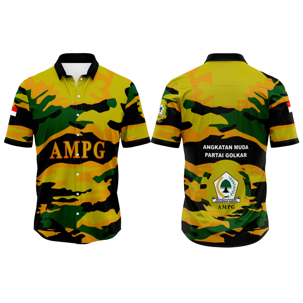 Baju Kaos Pria Kemeja Dewasa Angkatan Muda Partai Golkar AMPG PEMILU 2024 Terbaru Lengan Pendek Panj